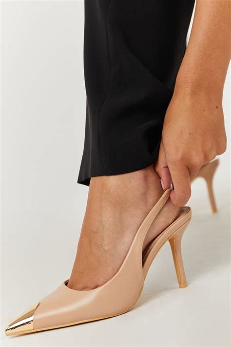 nude slingback|Womens Slingback Nude Heels